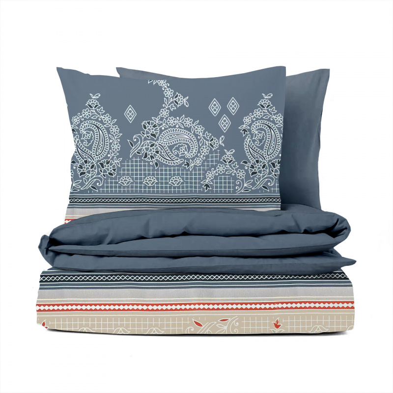 Ervi Bavlněné povlečení oboustranné - malování vzor/modré