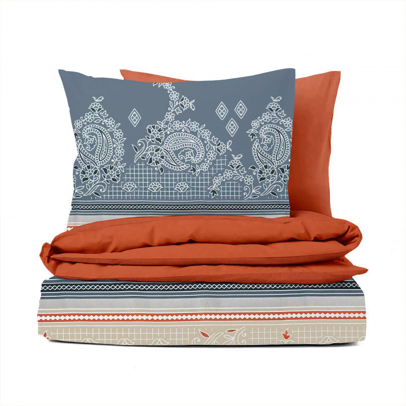 Ervi Bavlněné povlečení oboustranné - malování vzor/oranžové