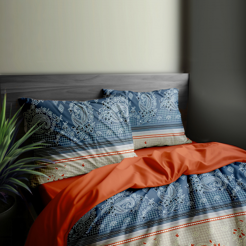 Ervi Bavlněné povlečení oboustranné - malování vzor/oranžové