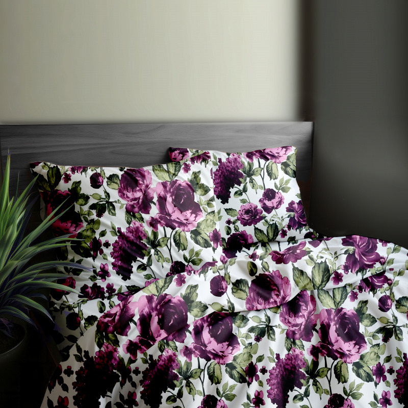 #Ervi bavlněné povlečení  - fialové hortenzie a pivoňky  140x200 cm