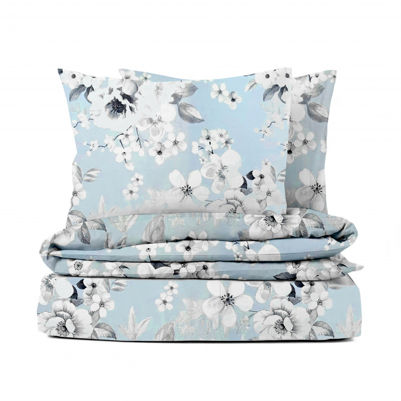 Ervi Bavlněné povlečení - Malované květy na modrém