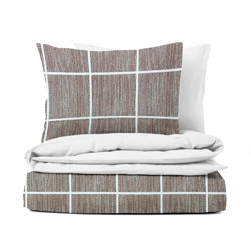 Ervi Bavlněné povlečení oboustranné - Arthur hnědé/bílé