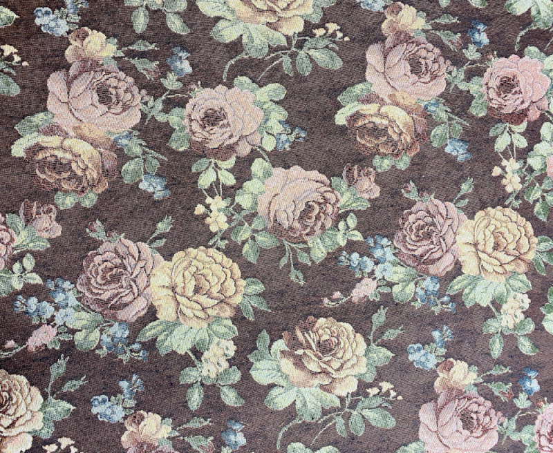 Dekorační/potahová gobelínová látka růže - Gold hnědá