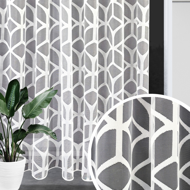 Ervi ﻿žakárová záclona bílá 4492, metráž