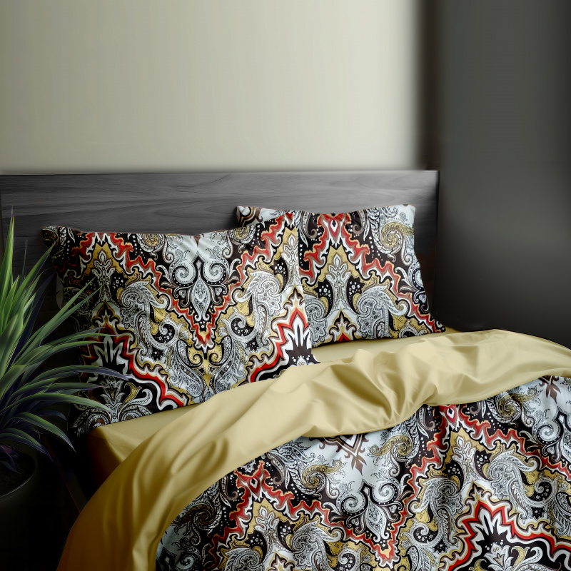 Ervi Bavlněné povlečení oboustranné - sny Šeherezády/hořčice