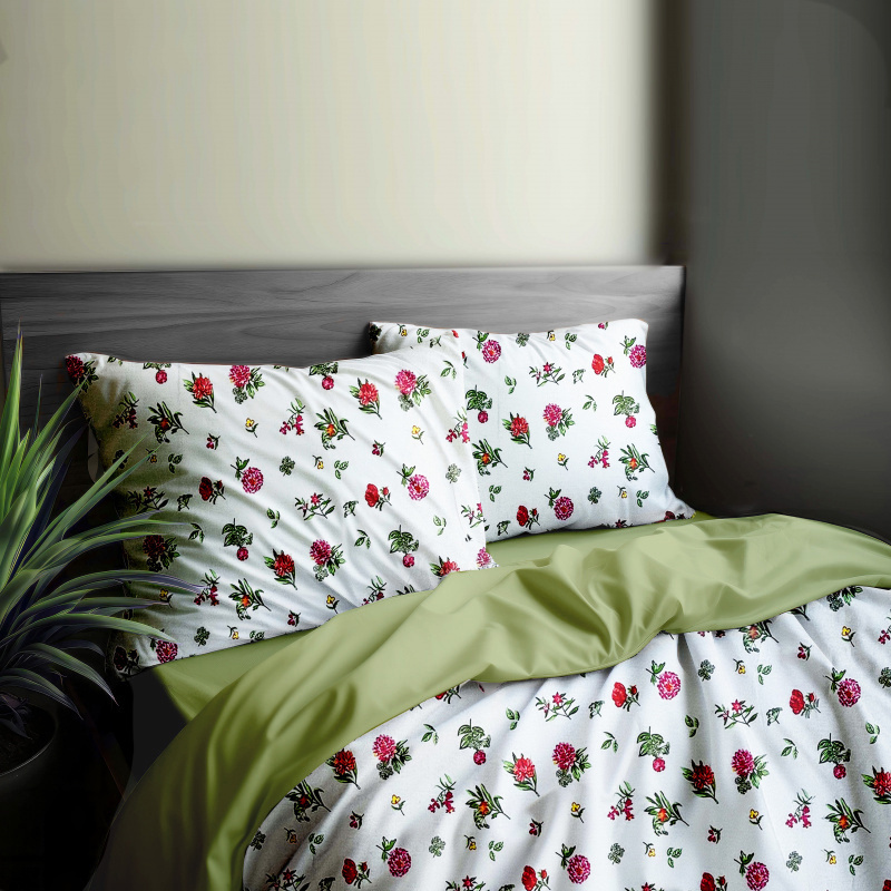 Ervi Sada Bavlněného DUO povlečení s Prostěradlem  - růžové jetele