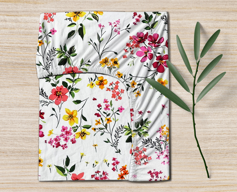 Ervi Bavlněné napínací prostěradlo - Sladký Rozkvet
