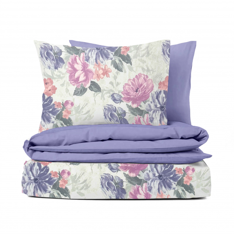 ●Ervi bavlněné povlečení oboustranné - fialové a modré pivoňky/fialové 140x200 cm