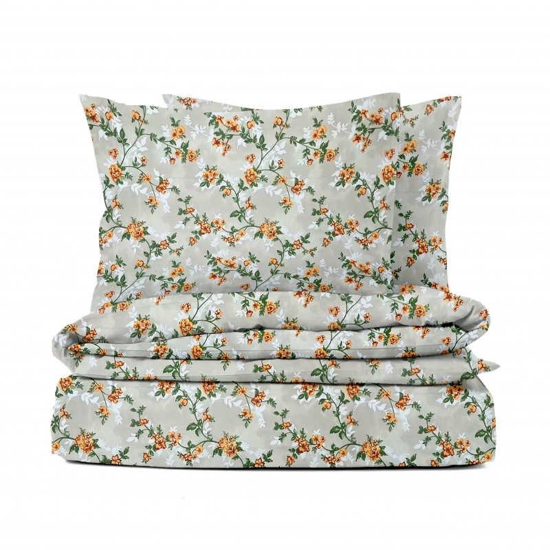 Ervi Bavlněné povlečení - romantické růže na béžovém