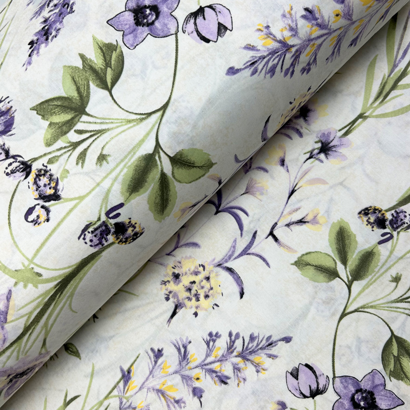 Ervi Bavlněná látka/plátno š.240cm - fialová letní louka - 12884, metráž