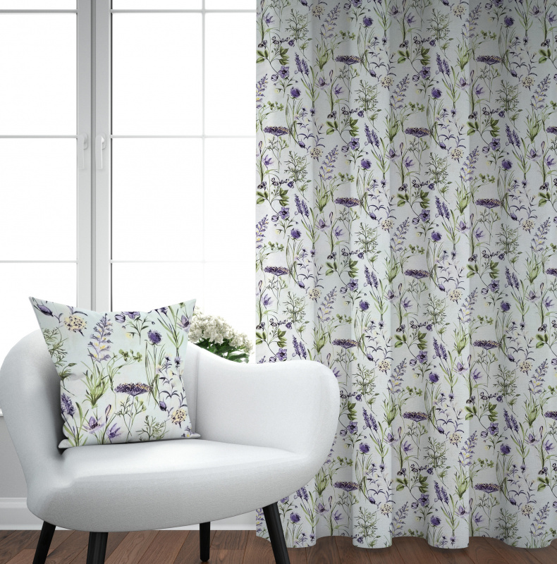 Ervi Bavlněný závěs - fialová letní louka