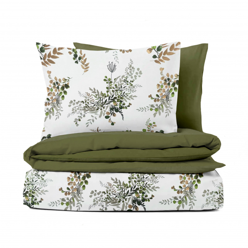 Ervi Bavlněné povlečení oboustranné - Zahrada Snov 2/olivové