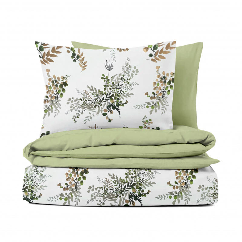 Ervi Bavlněné povlečení oboustranné - Zahrada Snov 2/světle olivové