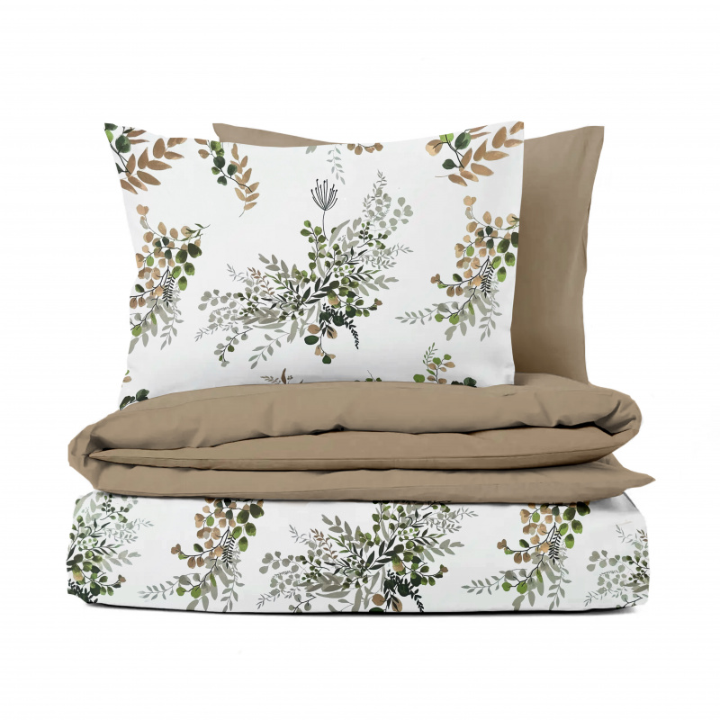 Ervi Bavlněné povlečení oboustranné - Zahrada Snov 2/světle hněde