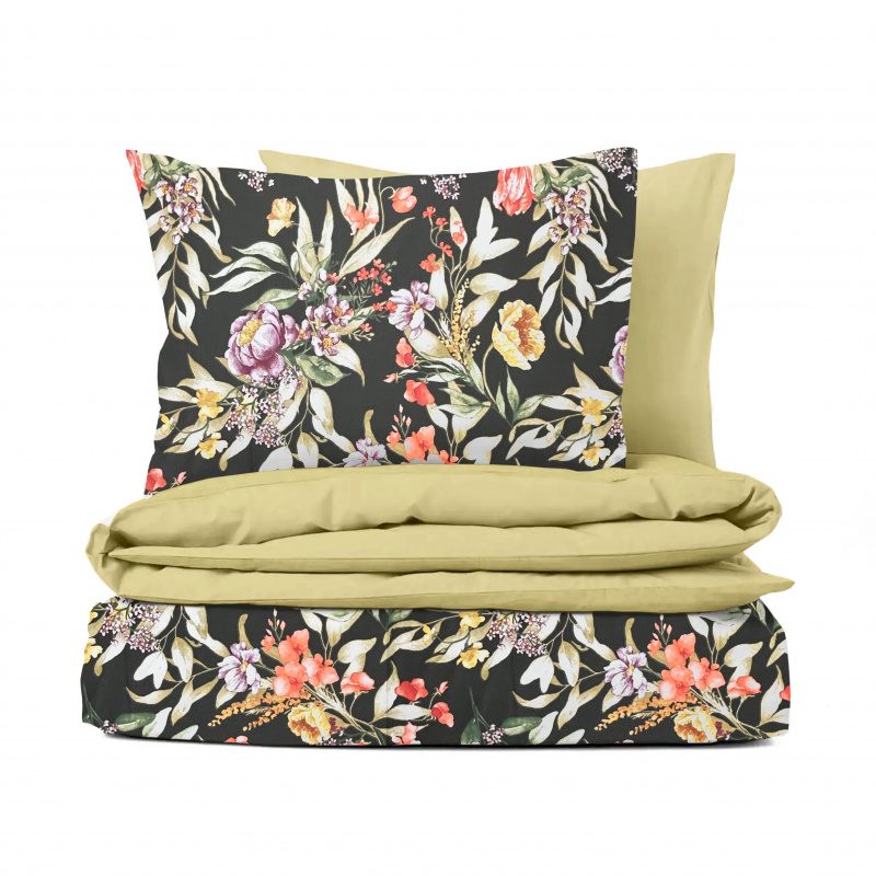 Ervi Bavlněné povlečení oboustranné - Květinová elegance/světle žluté