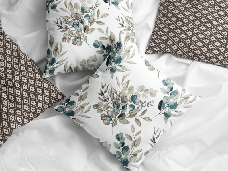 Ervi povlak na polštář Bavlněný - eukalyptové větvičky