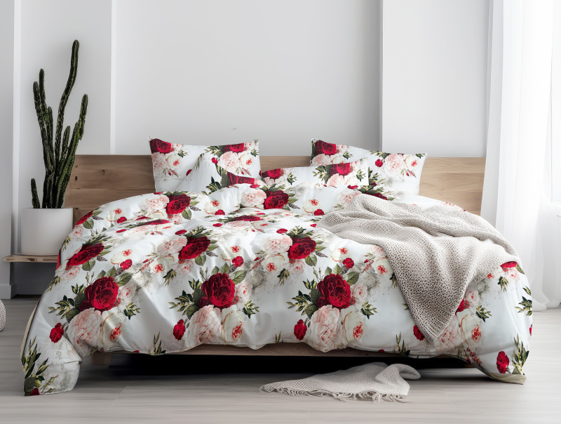 Ervi Bavlněné Saténové povlečení DELUXE - Zahrada snů