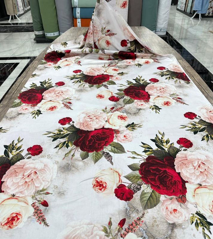 Ervi Bavlněná Satenová látka/plátno š.240cm Zahrada snů - 11881-3, metráž