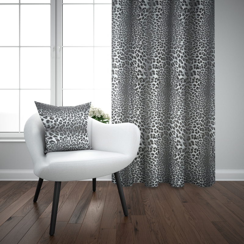 Ervi bavlněný závěs - Leopard šedý