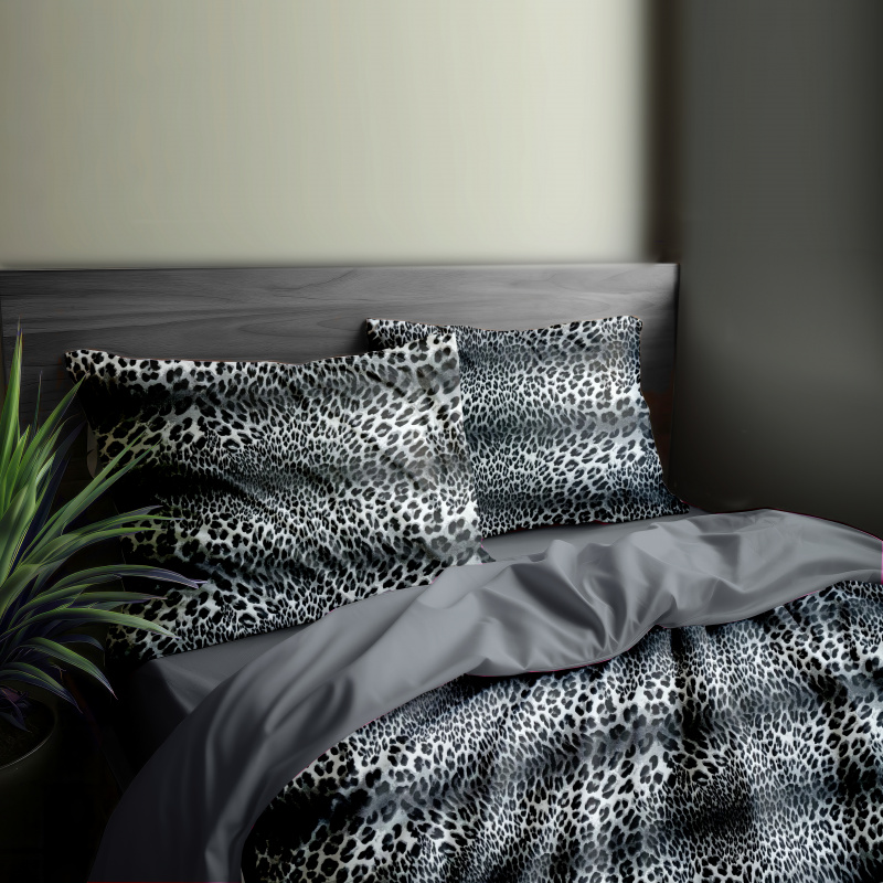 Ervi bavlněné povlečení oboustranné - Leopard šedý/šedé