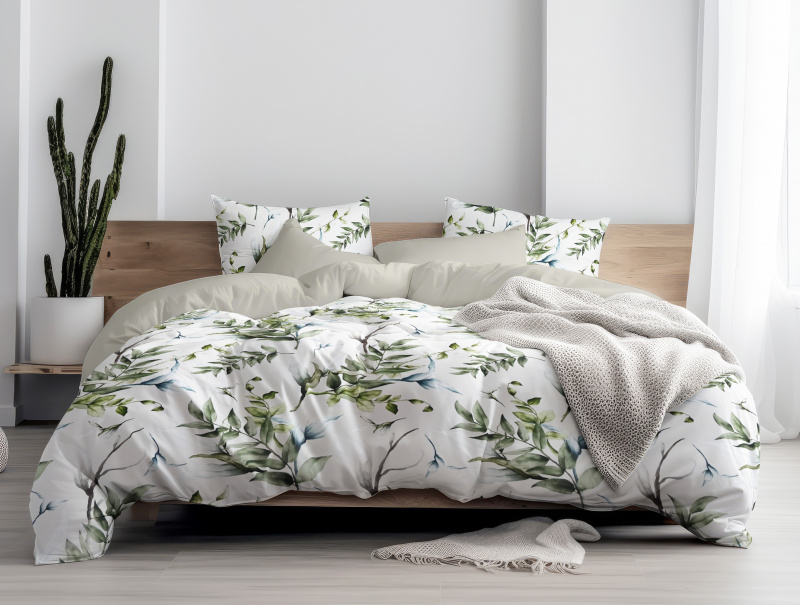 Ervi Bavlněné Saténové povlečení DELUXE DUO - Přírodní dotek/béžové