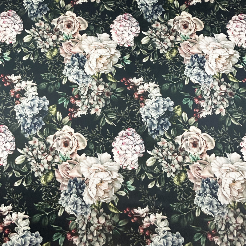 Ervi Bavlněná Satenová látka/plátno š.240cm Květinový sen - 64, metráž