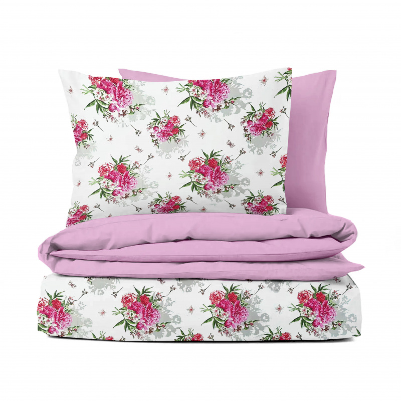 Ervi bavlněné povlečení oboustranné - Pivoňkový rozkvět/růžové