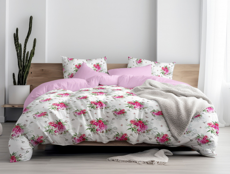 Ervi bavlněné povlečení oboustranné - Pivoňkový rozkvět/růžové