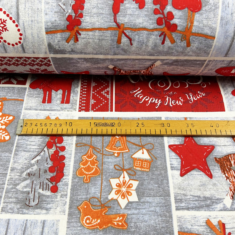 Ervi bavlna  š.150cm - Sváteční kouzlo červené - 8594-01, metráž