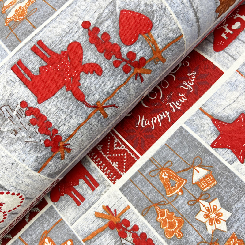 Ervi bavlna  š.150cm - Sváteční kouzlo červené - 8594-01, metráž