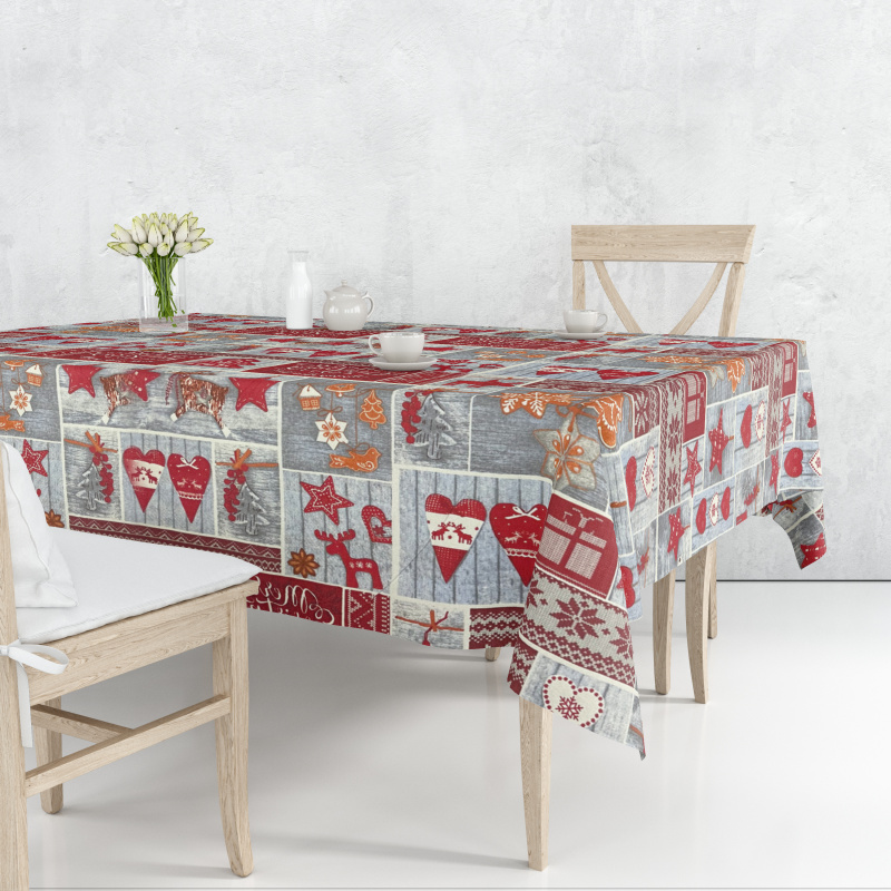 Ervi dekorační ubrus na stůl obdélníkový - Sváteční kouzlo červené
