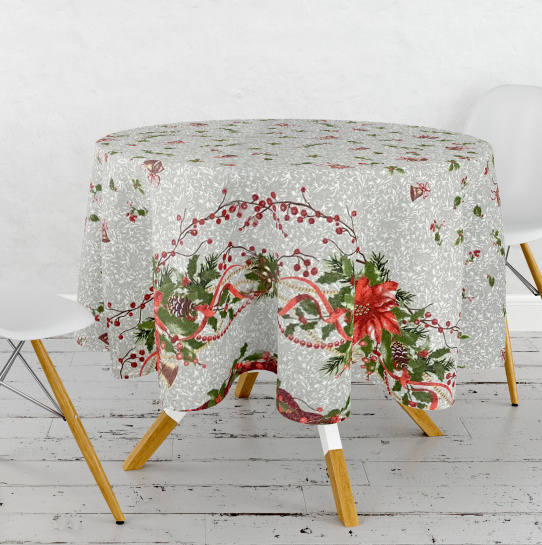 Ervi bavlněný ubrus na stůl kulatý - Vánoční hvězda