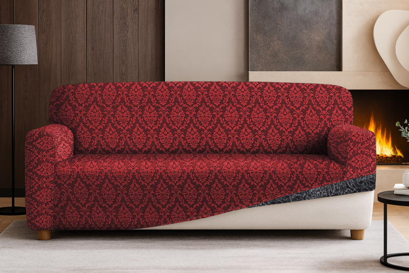 Napínací potah na třímístnou pohovku Baroko- bordo
