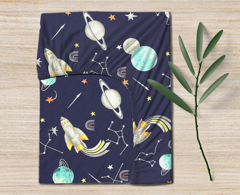 Ervi bavlněné napínací prostěradlo - Vesmírná dobrodružství