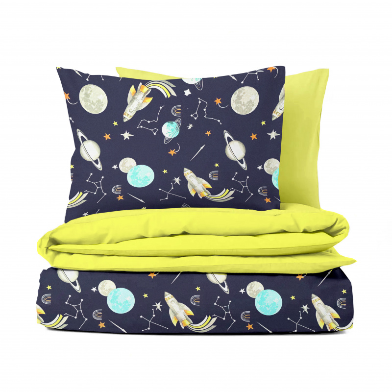 Ervi bavlněné povlečení oboustranné - Vesmírná dobrodružství/žluté
