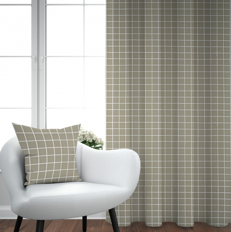 Ervi Bavlněný závěs - Elegantní béžové čtverce