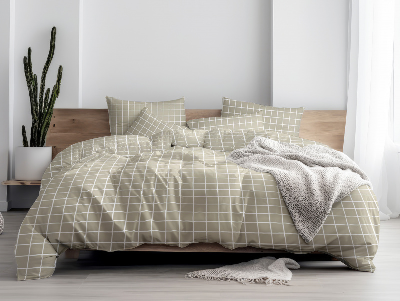 Ervi Bavlněné povlečení - Elegantní béžové čtverce