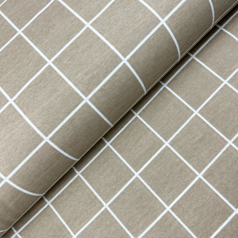 Ervi Bavlněná látka/plátno š.240cm - Elegantní béžové čtverce - 17126, metráž