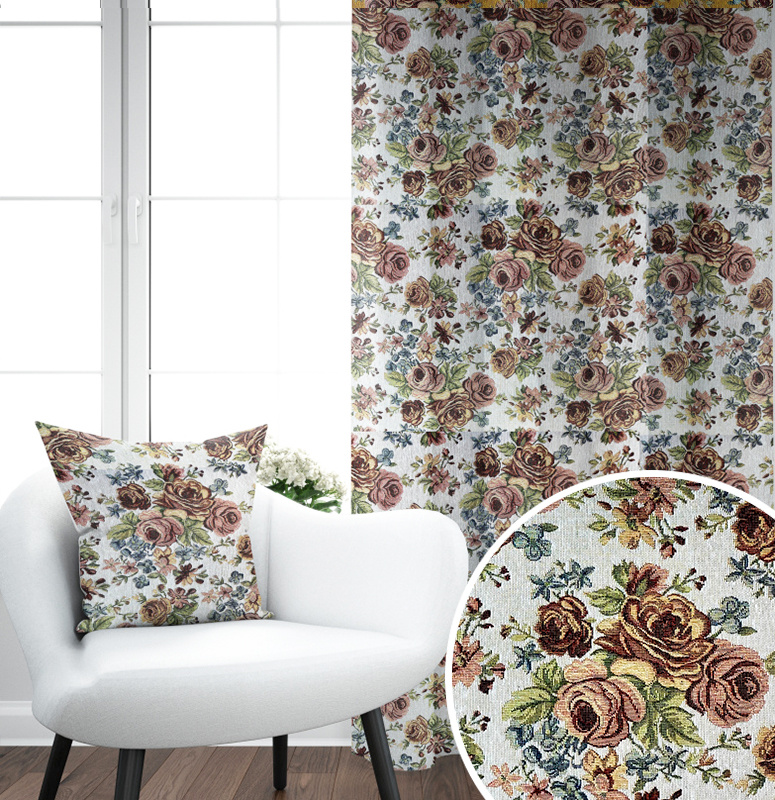 #Ervi gobelínový termo závěs - Gold plus růže cream 140x200cm