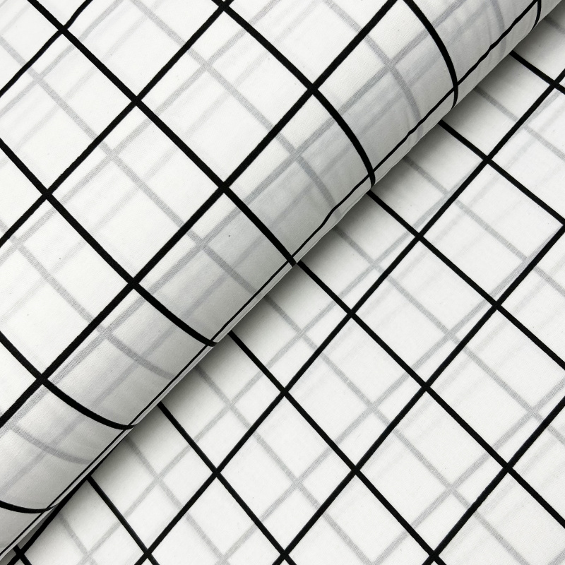 Ervi Bavlněná látka/plátno š.240cm - Elegantní bílé čtverce - 17126-2, metráž