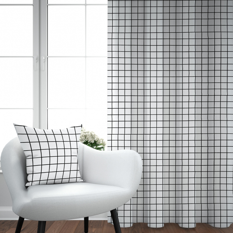 Ervi Bavlněný závěs - Elegantní bílé čtverce