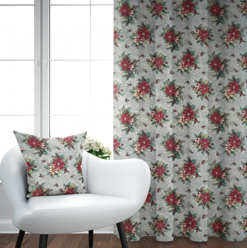 Ervi Gobelínový zatemňovací termo závěs - Kouzlo vánočních květin