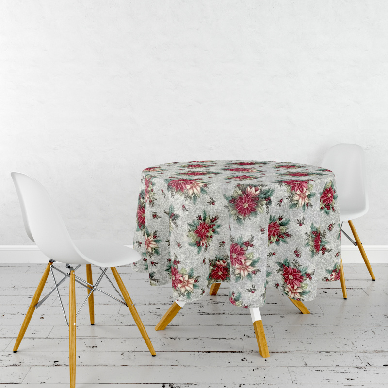 Ervi Gobelínový ubrus na stůl kulatý - Kouzlo vánočních květin
