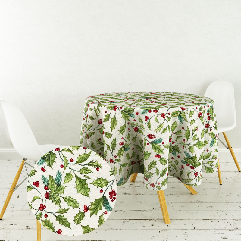 Ervi Gobelínový ubrus na stůl kulatý - Cesmínový sen