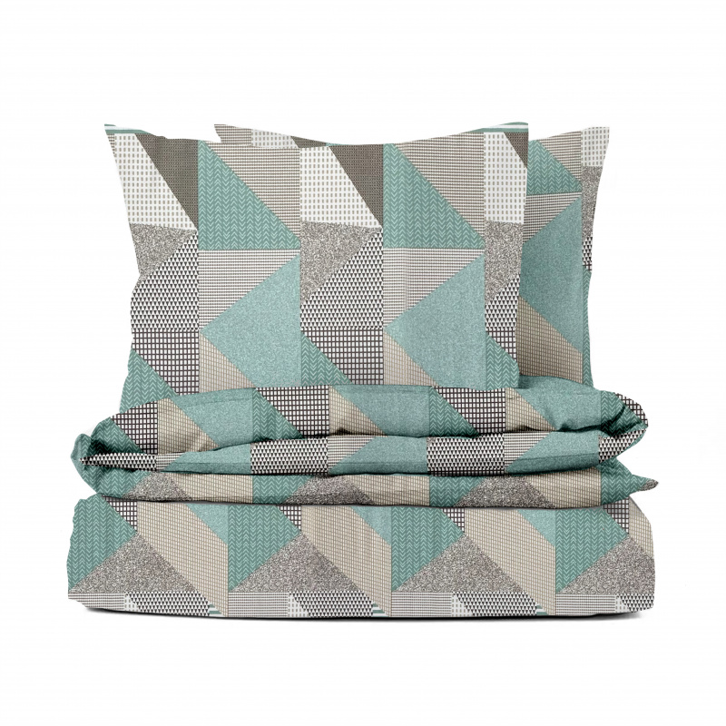 Ervi FLANELOVÉ bavlněné povlečení - Abstrakce tyrkysová