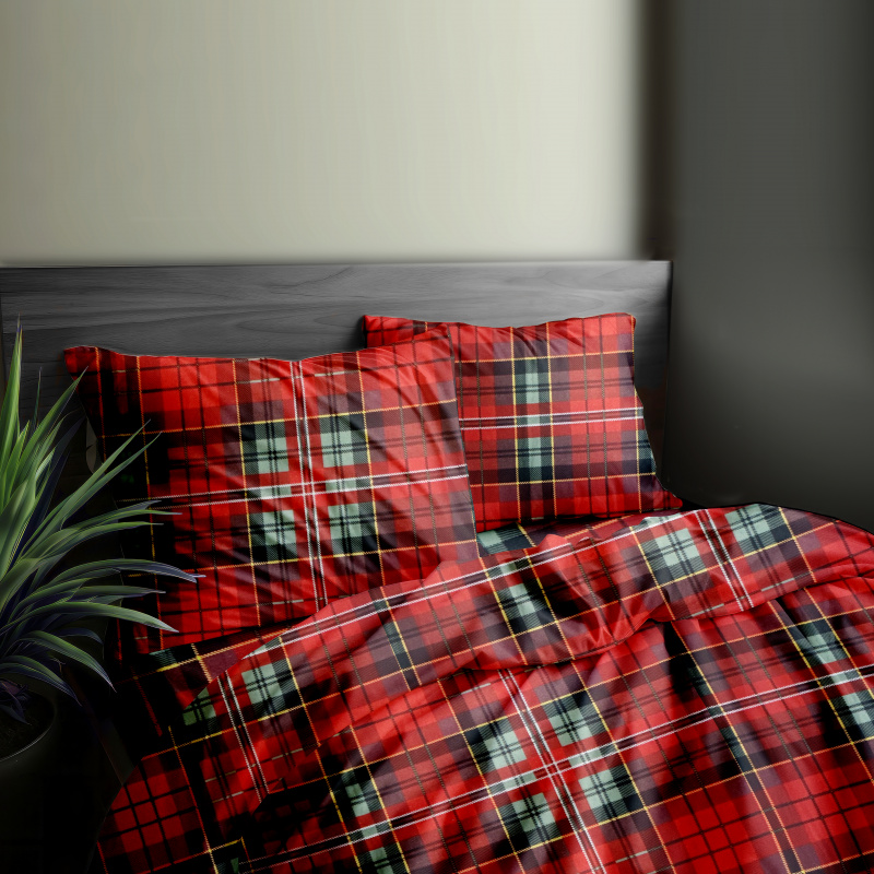 Ervi FLANELOVÉ bavlněné povlečení - Skotská kostka Tartan