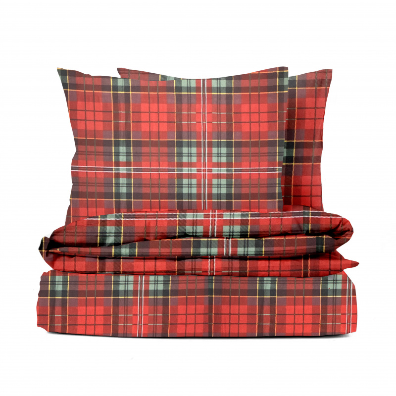 Ervi FLANELOVÉ bavlněné povlečení - Skotská kostka Tartan
