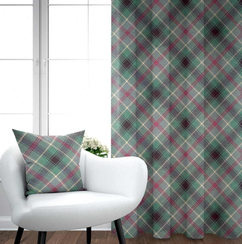 Ervi Gobelínový zatemňovací termo závěs - Tradiční zelený tartan