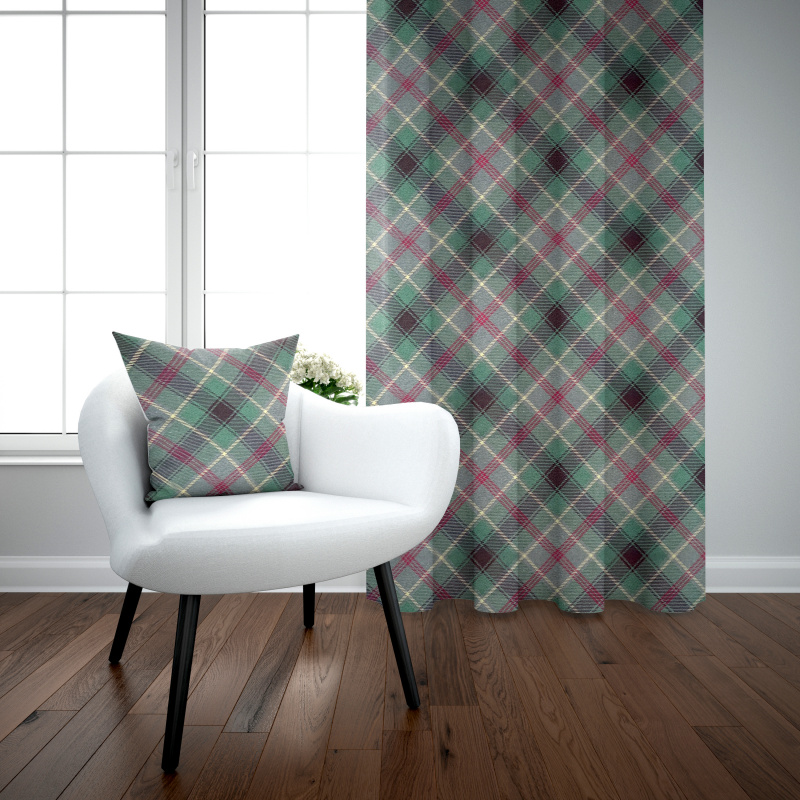 Ervi Gobelínový zatemňovací termo závěs - Tradiční zelený tartan