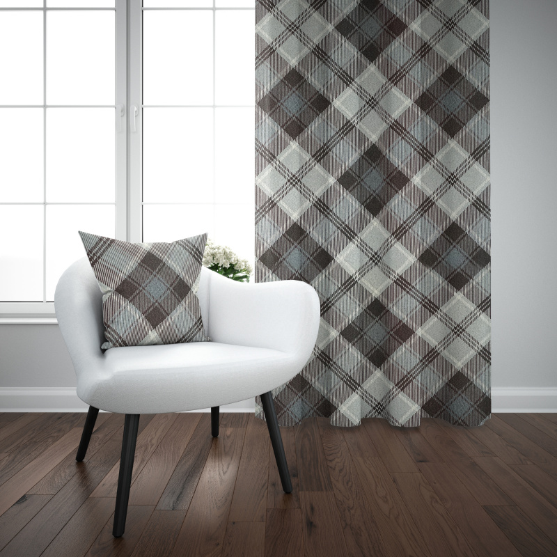 Ervi Gobelínový zatemňovací termo závěs - Tradiční šedý tartan